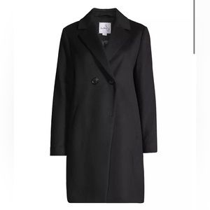 Sam Edelman Double Breasted Wool Blend Coat Women Size XS Black NEW